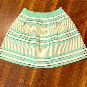 Mint and white striped skirt